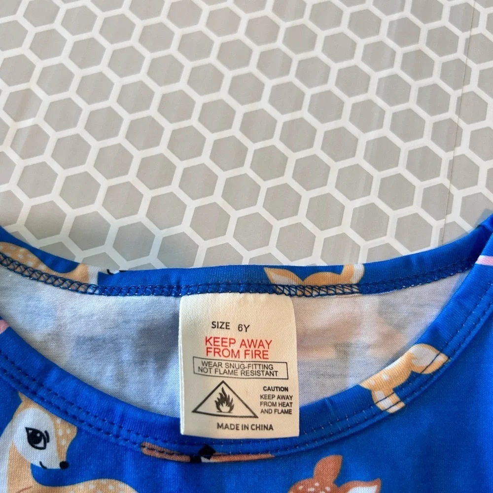 My Fav Deer Print Blue Pajama Set